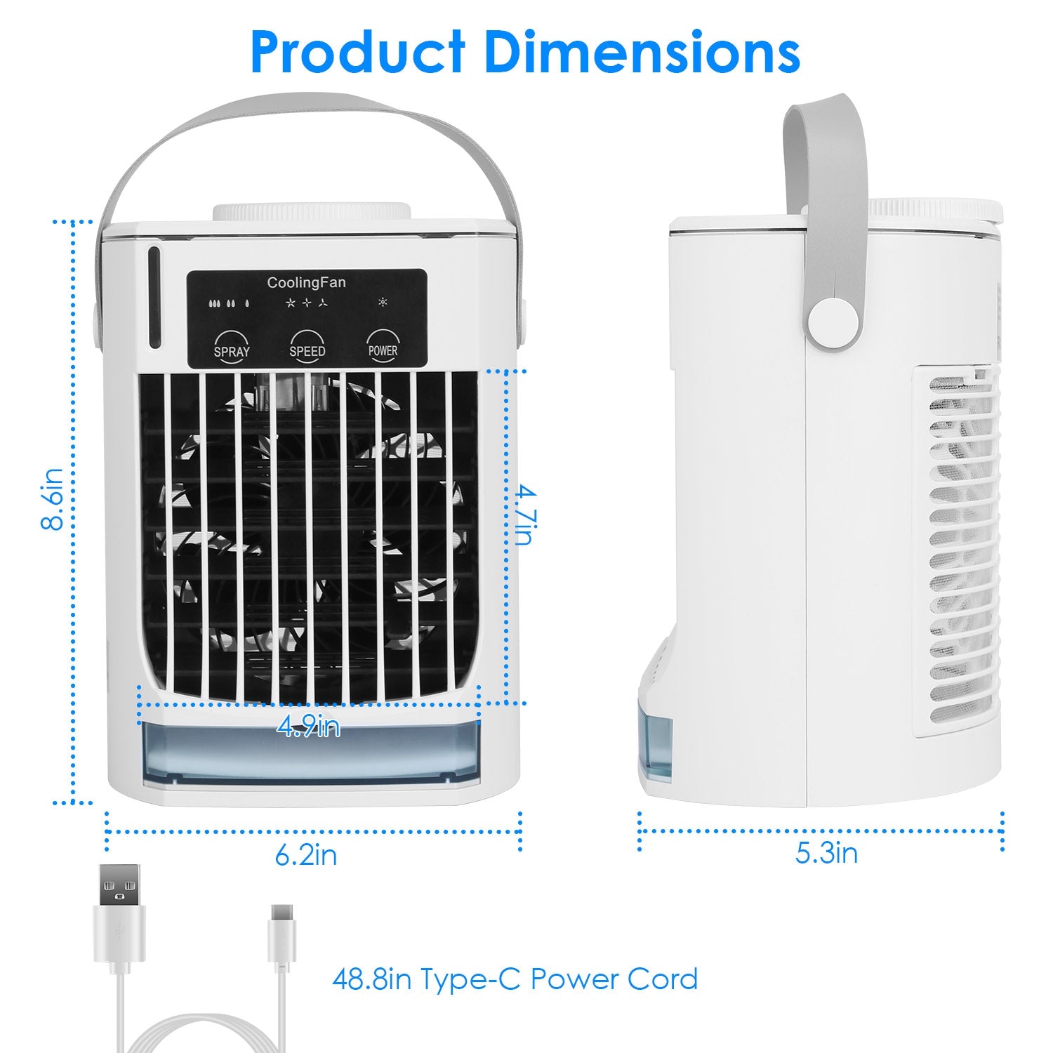Portable USB Air Conditioner With Fan Evaporative Misting