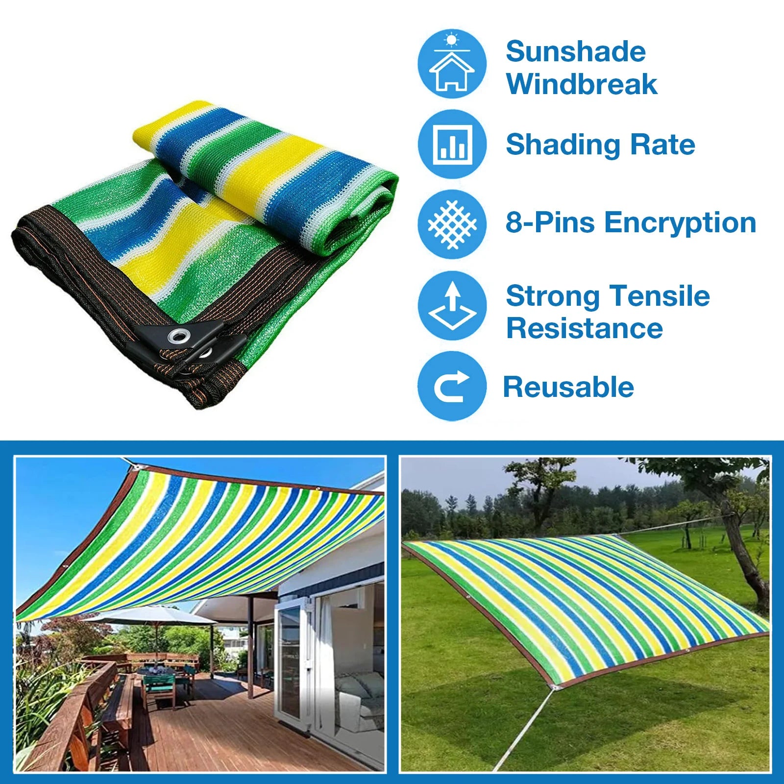 Mesh Sun Shade Tarp With Grommets Blocks 95% Of Sunlight